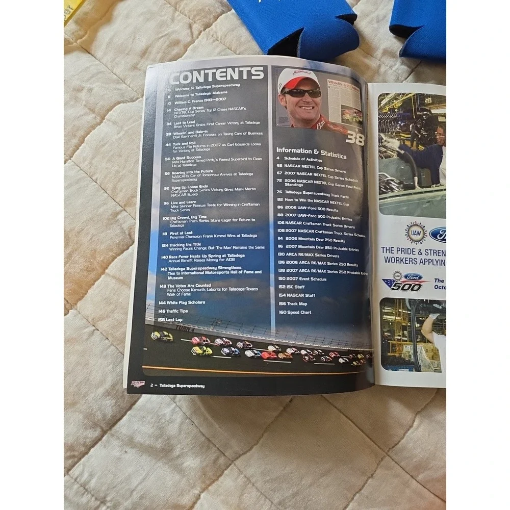 NASCAR Ford 500‎ Talladega Speedway 07 Magazine With Autograph And 2 Koozies